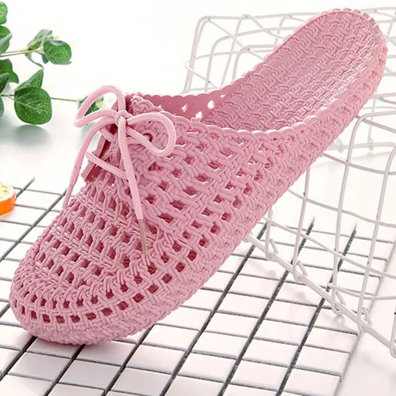 Orthopedic Woven Slip-On Sandals - Crochet Bow Design