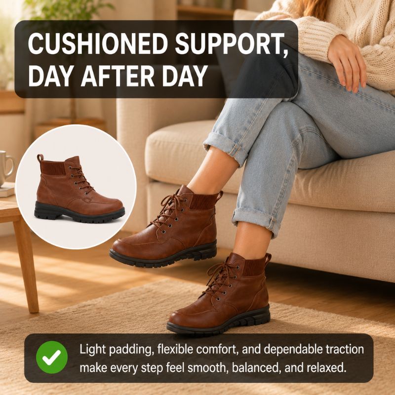 Raven | Orthopedic Retro Lace-Up Flat Cowboy Ankle Boots