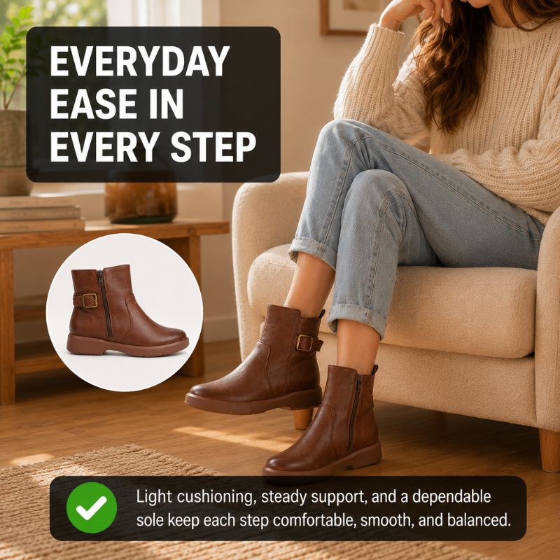Bianca | Orthopedic Ankle Boots With Buckle Side Zipper