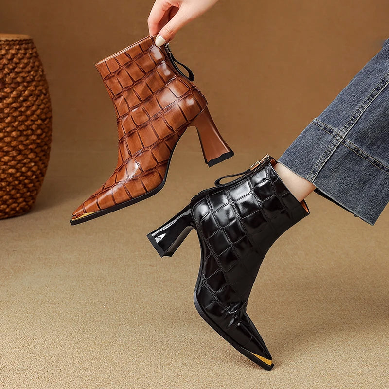 Marcella Croc Genuine Leather Boots
