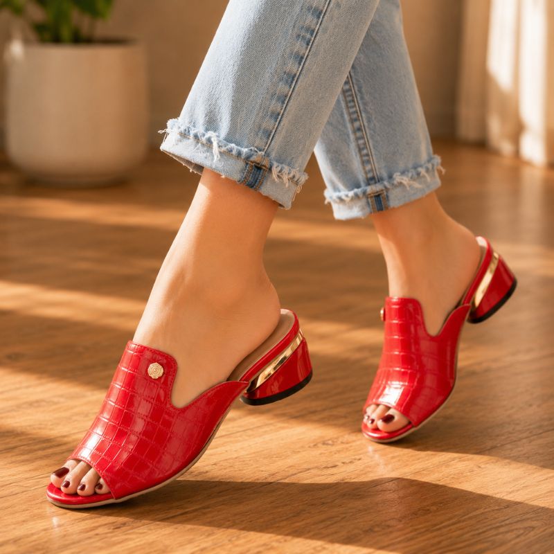 Anya | Women’s Patent Leather Chunky Heel Sandals