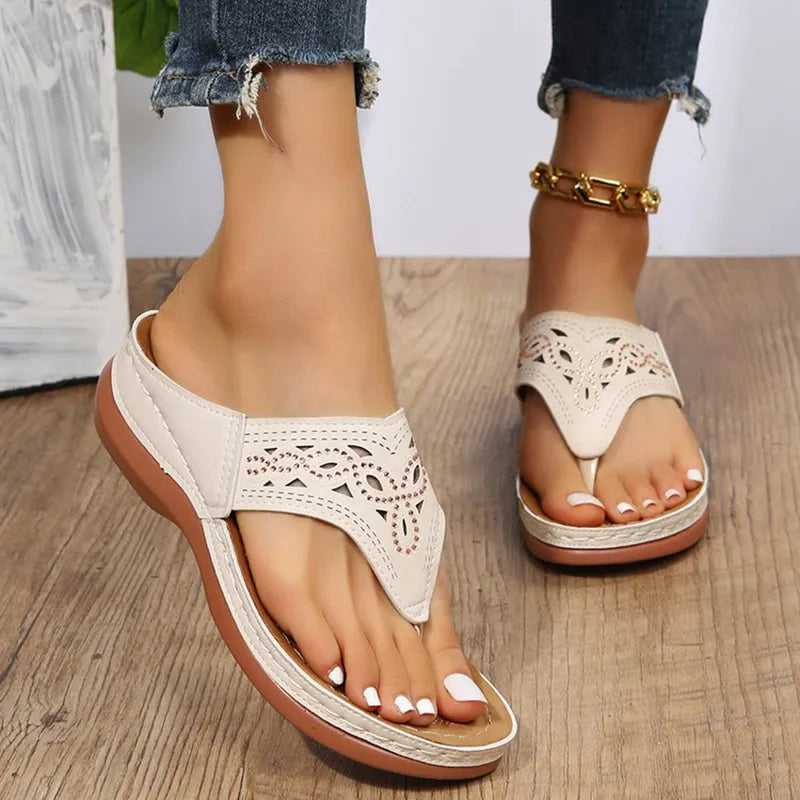 Ashley | Women’s Wedge Flip Flops – Clip Toe Summer Sandals