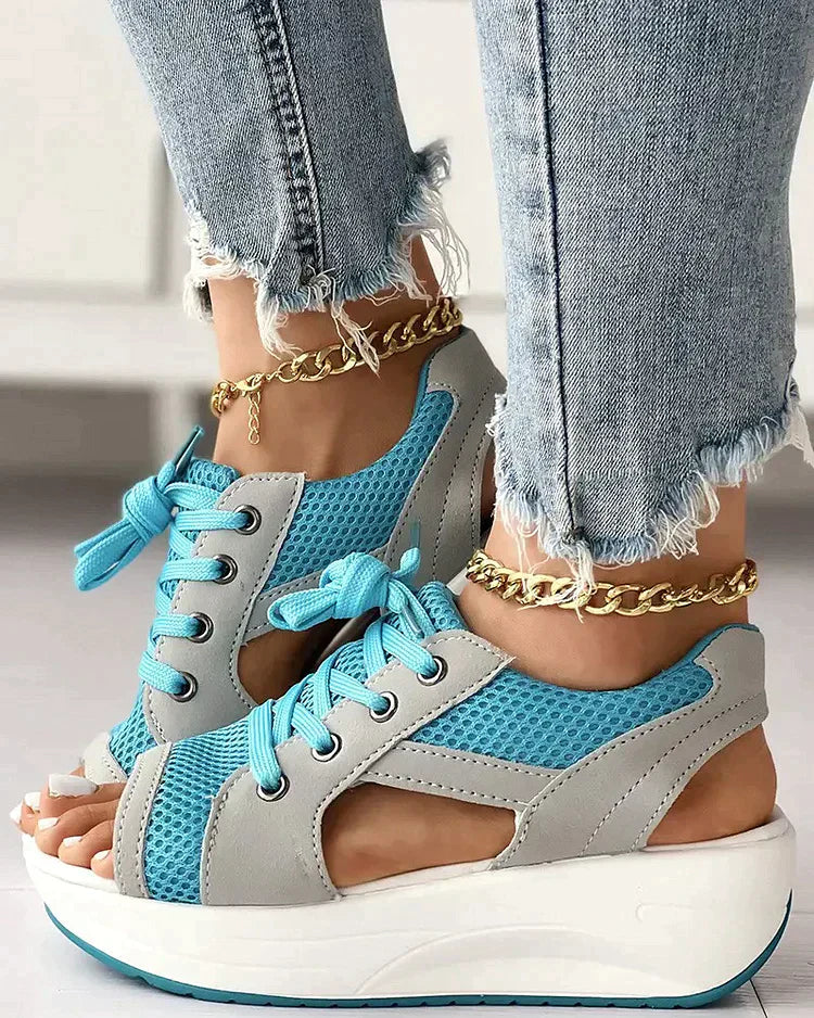 Mila® | Lace-up muffin sandals