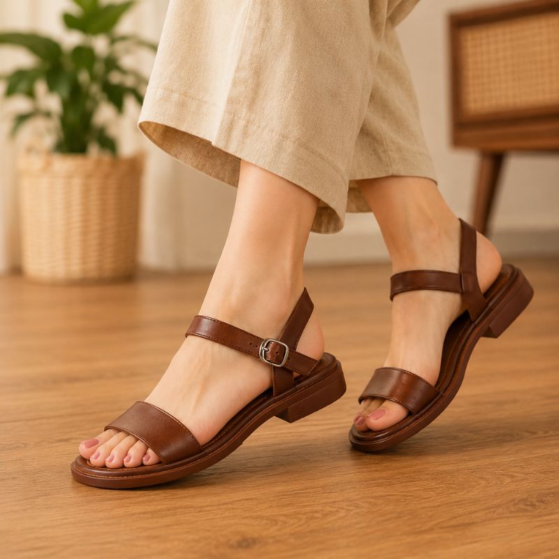 Juliette | Orthopedic Flat Soft Sole Leather Sandal