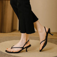 Amara | Women’s Summer Soft Leather Sandals – Square Toe High Heels
