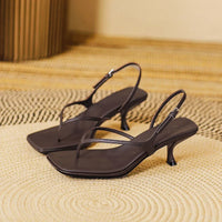 Amara | Women’s Summer Soft Leather Sandals – Square Toe High Heels
