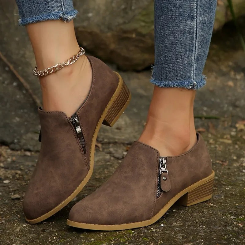 Lorette | Orthopedic Chunky Square Heel Short Boots