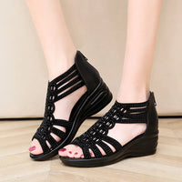 Mila | Women’s Crystal Roman Wedge Sandals