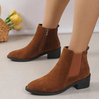 Astra | Women’s Chunky Heel Side Zipper Ankle Boots