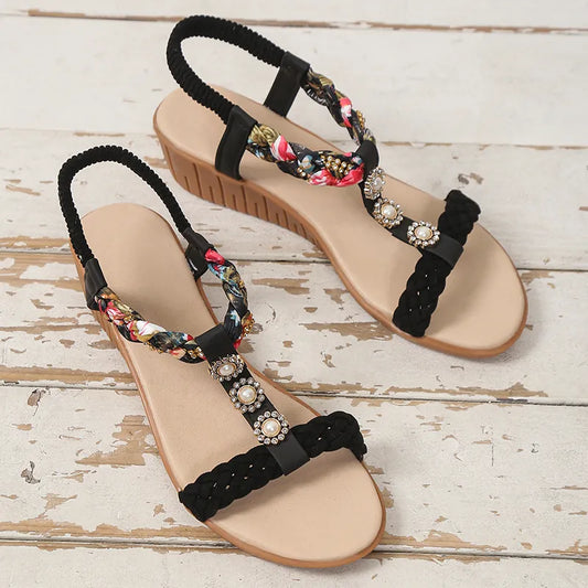 Crystal | Bohemian Braided Flat Sandals