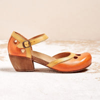 Orthopedic Leather Closed-Toe Wedge Sandals - Ankle Strap Design