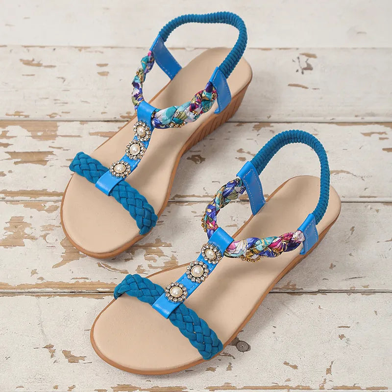 Crystal | Bohemian Braided Flat Sandals