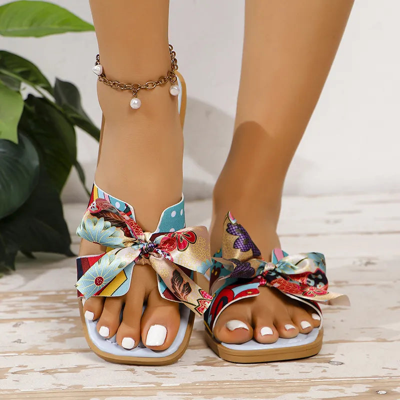 Heather | Chic Women's Summer Bow Square Toe Sandals