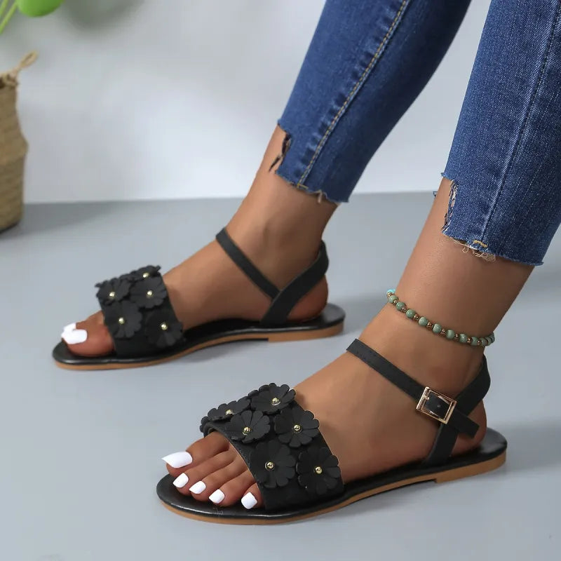 Valentina | Women’s Floral Flat Sandals