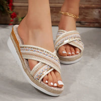 Dahlia | Linen Platform Wedge Sandals