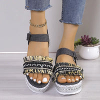 Kiara | Women’s Denim Tassel Sandals