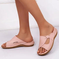 Orthopedic Leather Slide Sandals - Open-Toe Comfort Design