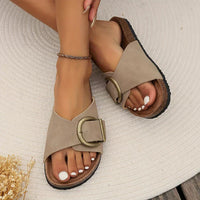 Maitane® | Beige Slipper Women'S Sandals With Large Buckle