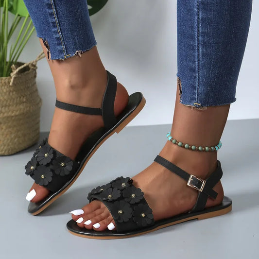 Valentina | Women’s Retro Floral Flat Sandals