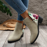 Erin | Women’s V-Cut Summer Pointed Toe Floral Ankle Boots