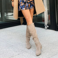 Lianne | Women's Suede High Boots With Low Heel