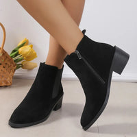 Astra | Women’s Chunky Heel Side Zipper Ankle Boots