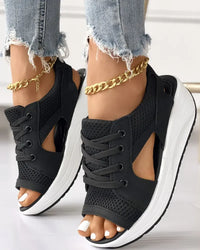 Orthopedic Sport Wedge Sandals - Colorblock Lace-Up Design