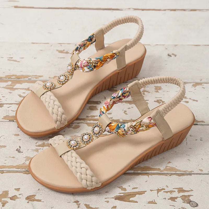 Crystal | Bohemian Braided Flat Sandals