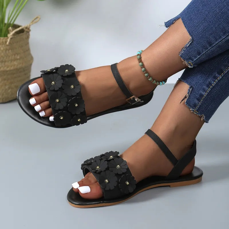 Valentina | Women’s Retro Floral Flat Sandals