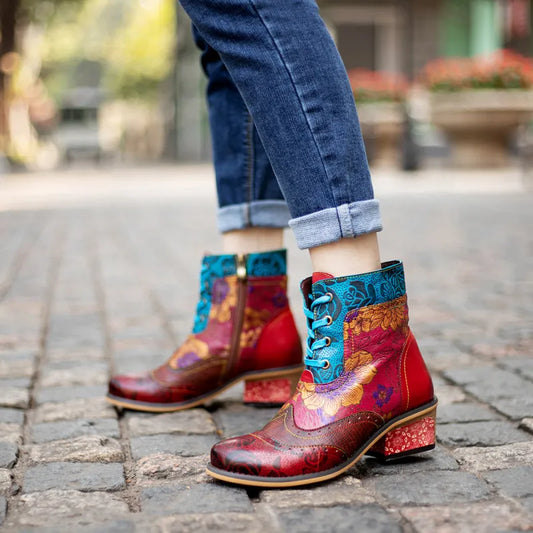 Colette | Orthopedic Vintage Lace-Up Cowboy Boots