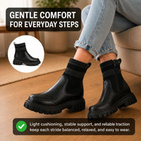 Jessie | Orthopedic Zip-Up Knit Patchwork Mid-Calf Boots