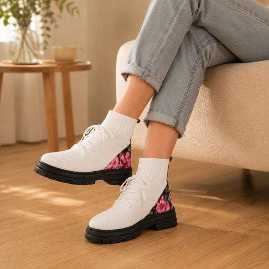 Seraphina | Orthopedic Women’s Floral Knit Slip-On Sock Boots