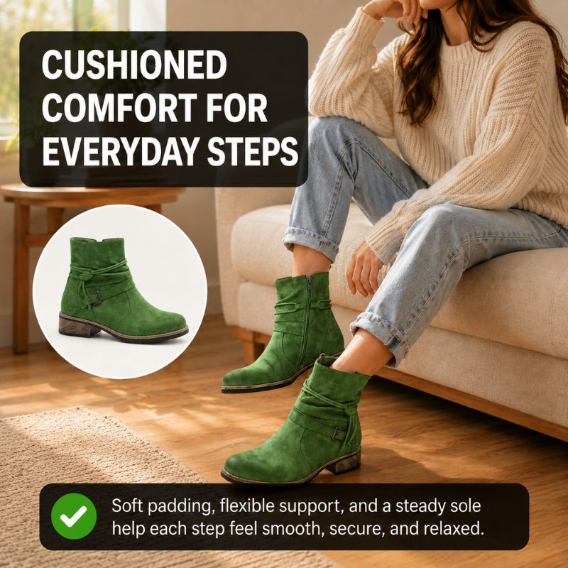 Roxanne | Orthopedic Buckle Side-Zip Western Ankle Boots