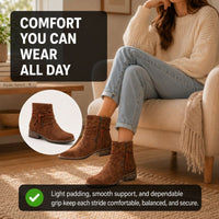 Roxanne | Orthopedic Buckle Side-Zip Western Ankle Boots