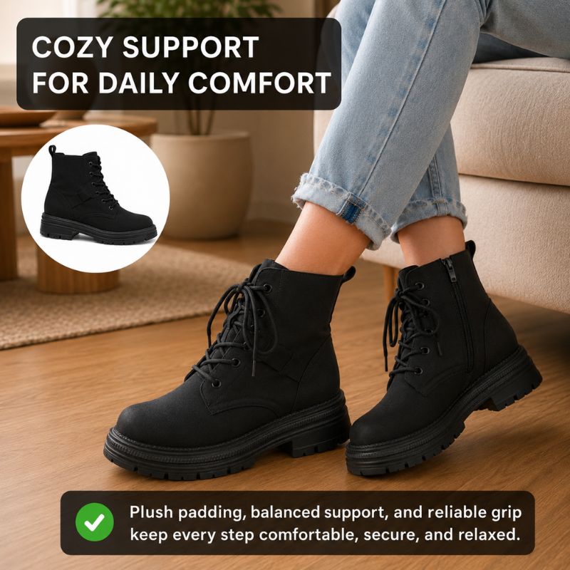 Aspen | Orthopedic Lace-Up Square Heel Ankle Boots