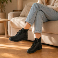Raven | Orthopedic Retro Lace-Up Flat Cowboy Ankle Boots