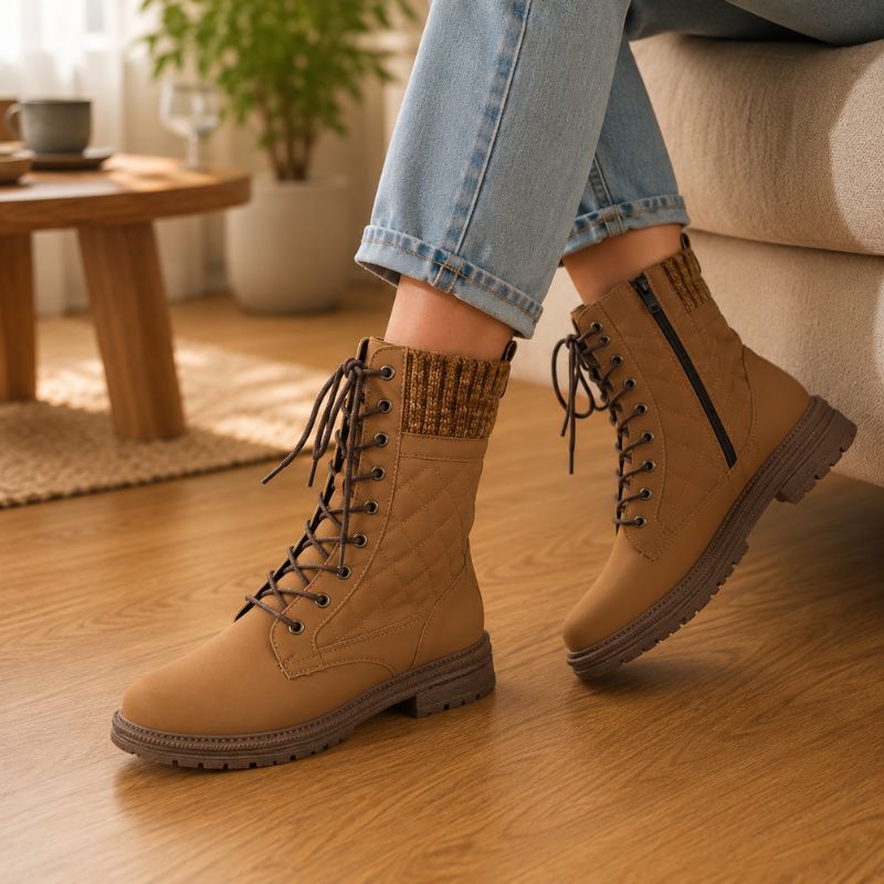 Vivienne | Orhtopedic Lace-Up Block Heel Cowboy Boots