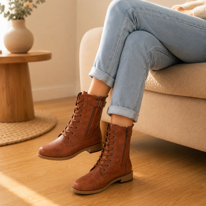 Giselle | Orthopedic Women’s Lace-Up Side-Zip Western Boots