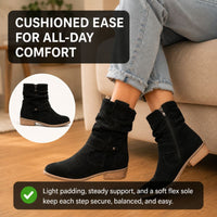 Cleo | Orthopedic Pointed Toe Suede Mid-Calf Western Boots