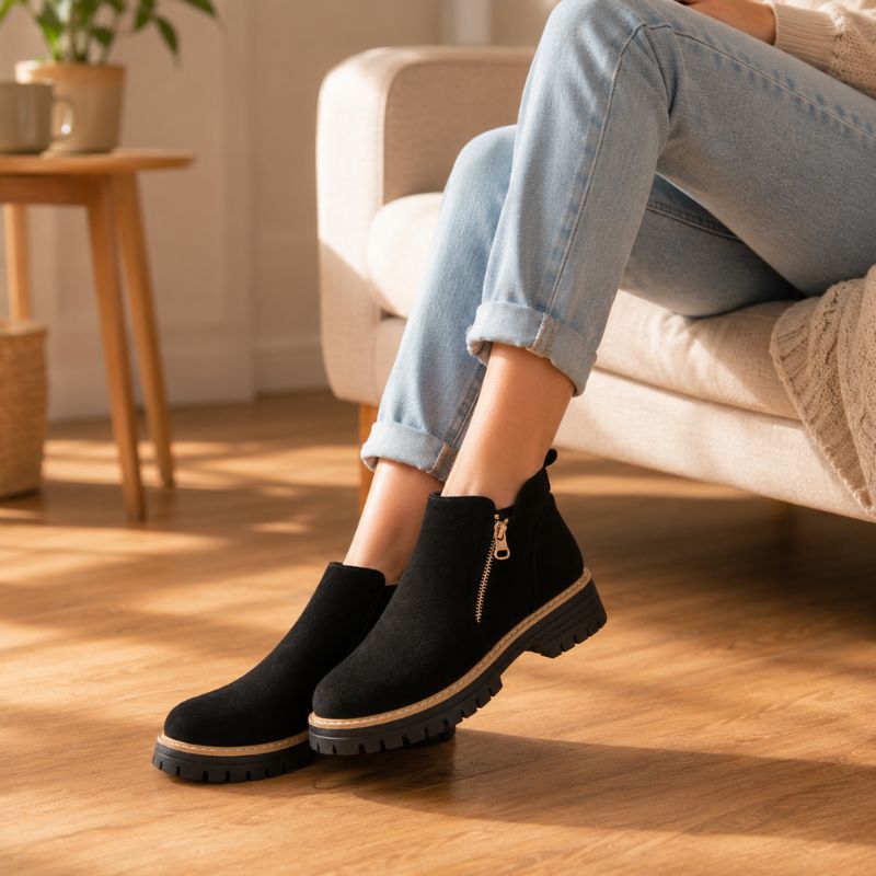 Arabella | Orthopedic Suede Side-Zip Chunky Ankle Boots