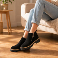 Arabella | Orthopedic Suede Side-Zip Chunky Ankle Boots