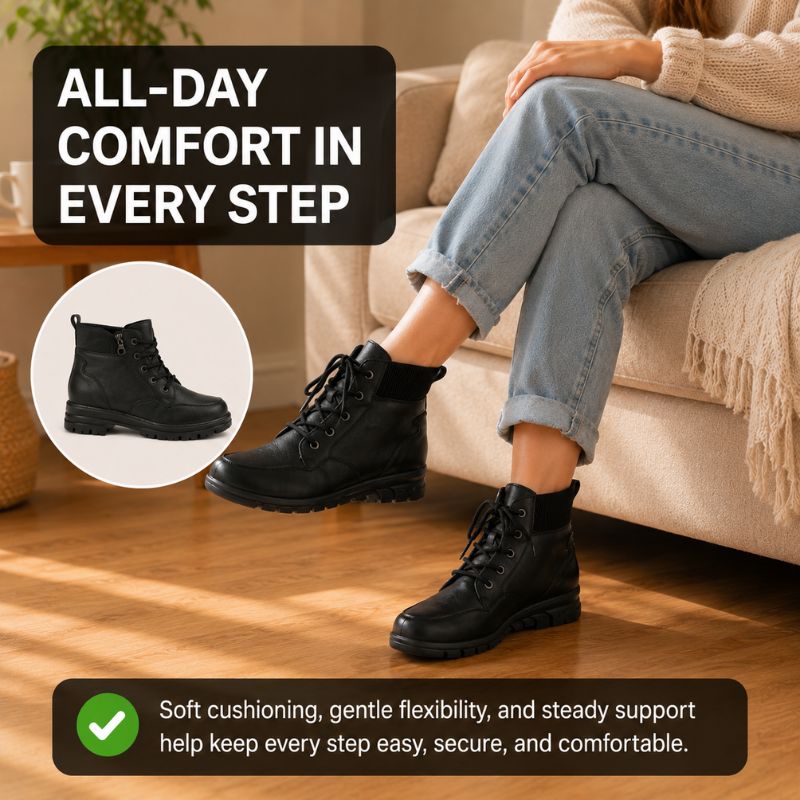 Raven | Orthopedic Retro Lace-Up Flat Cowboy Ankle Boots