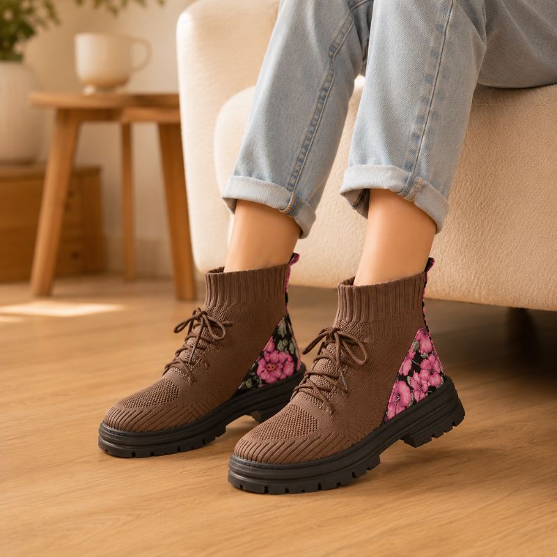 Seraphina | Orthopedic Women’s Floral Knit Slip-On Sock Boots