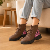 Seraphina | Orthopedic Women’s Floral Knit Slip-On Sock Boots