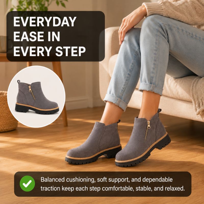 Arabella | Orthopedic Suede Side-Zip Chunky Ankle Boots