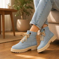 Riley | Orthopedic Lace-Up Denim Platform Ankle Boots