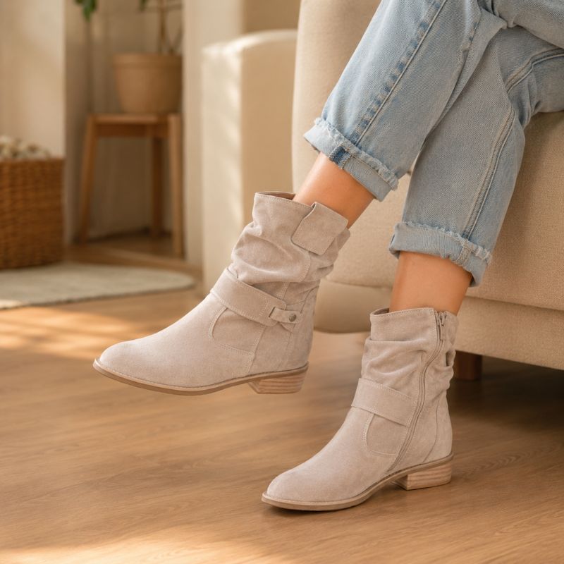 Cleo | Orthopedic Pointed Toe Suede Mid-Calf Western Boots