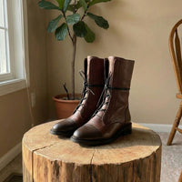 Alina | Women's Leather Ankle Boots With Cap Toe