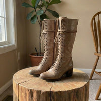 Amelia | Women’s Lace-Up Knee-High Boots with Block Heel