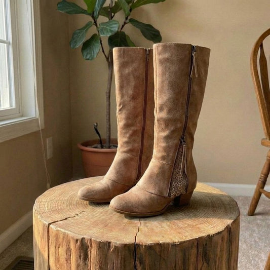 Bella | Women's Knee High Boots With Lace Detail